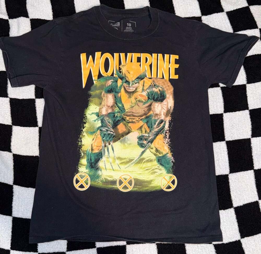 Marvel Wolverine T-Shirt Size 10 Black X-Men Graphic size 10-youth med